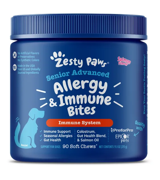 Zesty Paws Senior Advanced Allergy & Immune Bites Dog Supplements (Salmon Flavour)